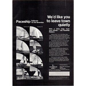 1971 Paceship Yachts Sailboat Lineup Vintage Print Ad Nautical Sailing Wall Art